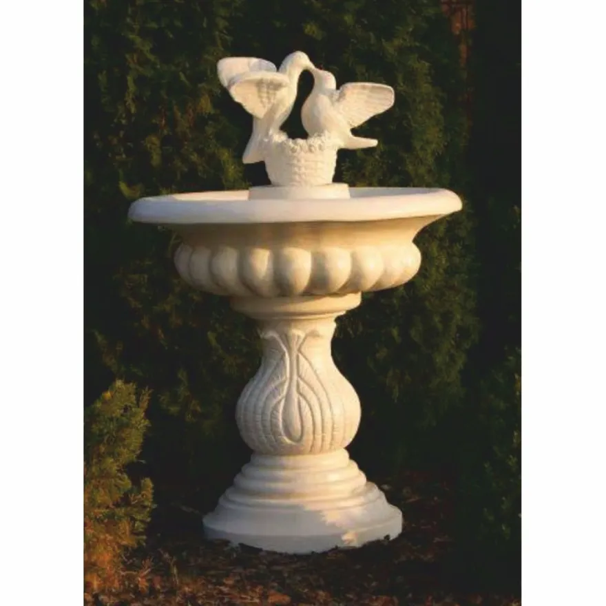 Casa Padrino Barock Vogeltränke Brunnen 2 Tauben Sandfarben Ø 79 x H. 120 cm