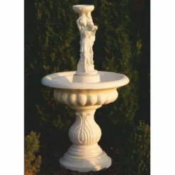 Casa Padrino Barock Vogeltränke Brunnen Frau Sandfarben Ø 79 x H. 146 cm - Garten Deko