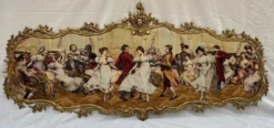Casa Padrino Barock Wandbild Mehrfarbig / Messing 194 x H. 88 cm - Prunkvolles Barockstil Wanddeko Bild mit Messing Rahmen - Barock Wand Dekoration - Edel & Prunkvoll