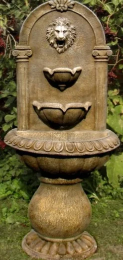 Casa Padrino Barock Wandbrunnen Löwe 45 x H. 103 cm - Kunststein Gartenbrunnen im Barockstil