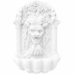 Casa Padrino Barock Wandbrunnen Löwe Weiß H. 97 cm - Garten Deko Brunnen