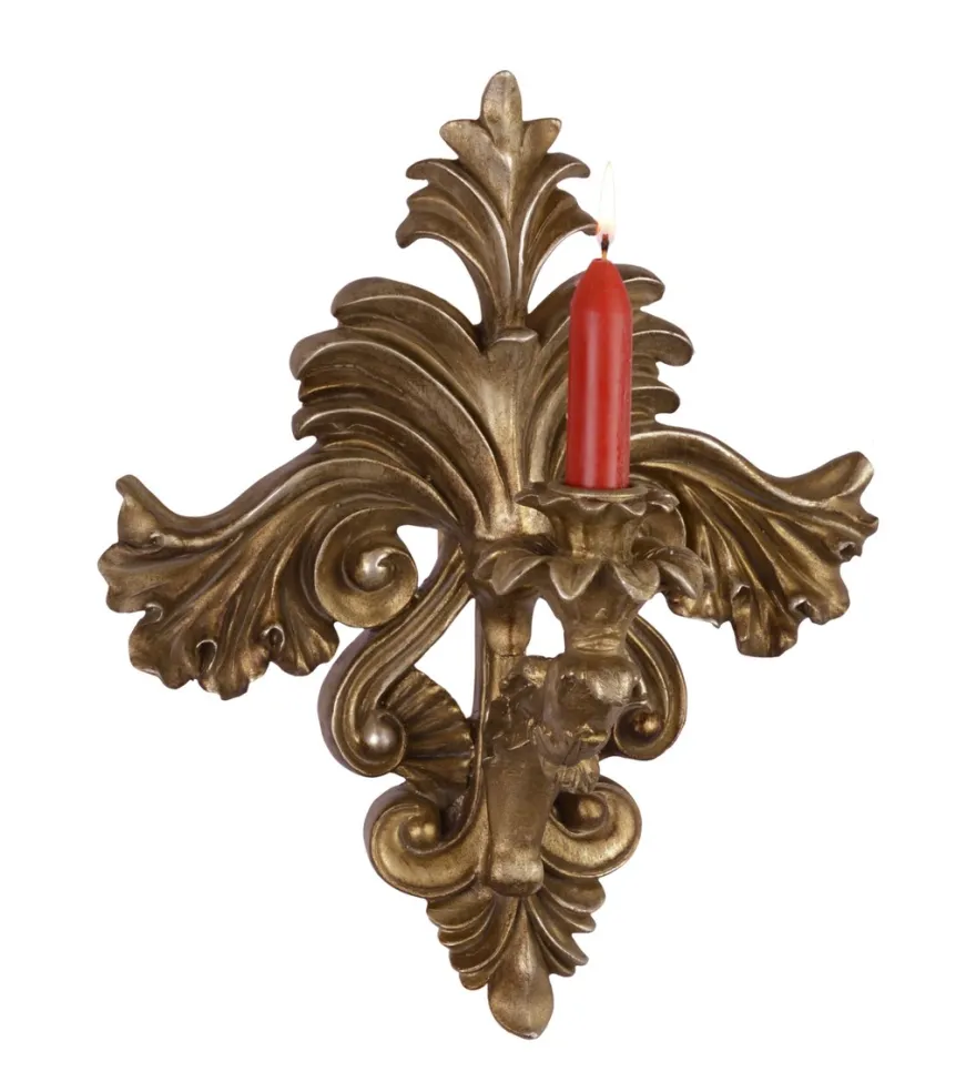 Casa Padrino Barock Wandkerzenhalter Antik Gold B.29 x H.35,3 - Wandleuchter Wand Beleuchtung