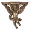 Casa Padrino Barock Wandkonsole mit Engel Bronze 15 x 37,9 x H.37,3 - Hotel Möbel