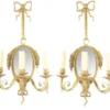 Casa Padrino Barock Wandleuchten Set Gold mit Spiegel - Wandlampe Wand Beleuchtung (2 Leuchten) - Breite 30 cm, Höhe 75 cm