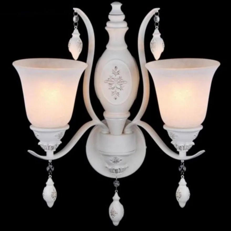 Casa Padrino Barock Wandleuchte Weiß 25,1 x H 48,6 cm Antik Stil - Wandlampe Wand Beleuchtung