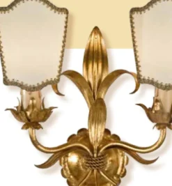 Casa Padrino Barock Wandleuchte Gold T. 12 cm 2-flammig - Handgefertigte Leuchte aus Italien - Barock Leuchten
