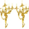 Casa Padrino Barock Wandleuchten Set Roccoco Gold aus Bronze - 55 x 35 x 80 cm - Wandlampe