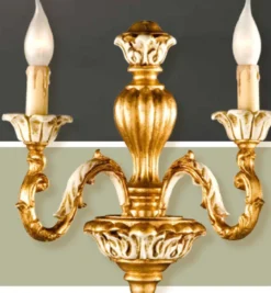 Casa Padrino Barock Wandleuchte Gold B. 35 x T. 38 cm 2-flammig - Handgefertigte Leuchte aus Italien - Barock Leuchten