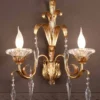 Casa Padrino Barock Wandleuchte Gold B. 40 x T. 50 cm 2-flammig - Handgefertigte Leuchte aus Italien - Barock Leuchten