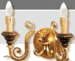 Casa Padrino Barock Wandleuchte Gold B. 35 x T. 20 cm 2-flammig - Handgefertigte Leuchte aus Italien - Barock Leuchten