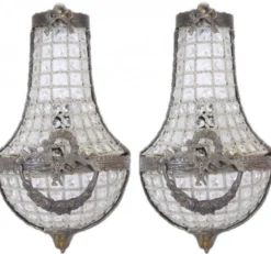 Casa Padrino Barock Wandleuchten Set Kristall Oxide, 20 x 10 x 45 cm, Wandlampe im antiken Stil