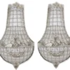 Casa Padrino Barock Wandleuchten Set Kristall Silber - Elegante Wandlampe mit Glas-Elementen, 20 x 10 x 45 cm