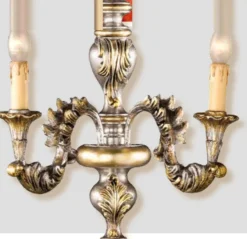 Casa Padrino Barock Wandleuchte Silber Gold B. 38 x T. 45 cm 2-flammig - Handgefertigte Leuchte aus Italien - Barock Leuchten