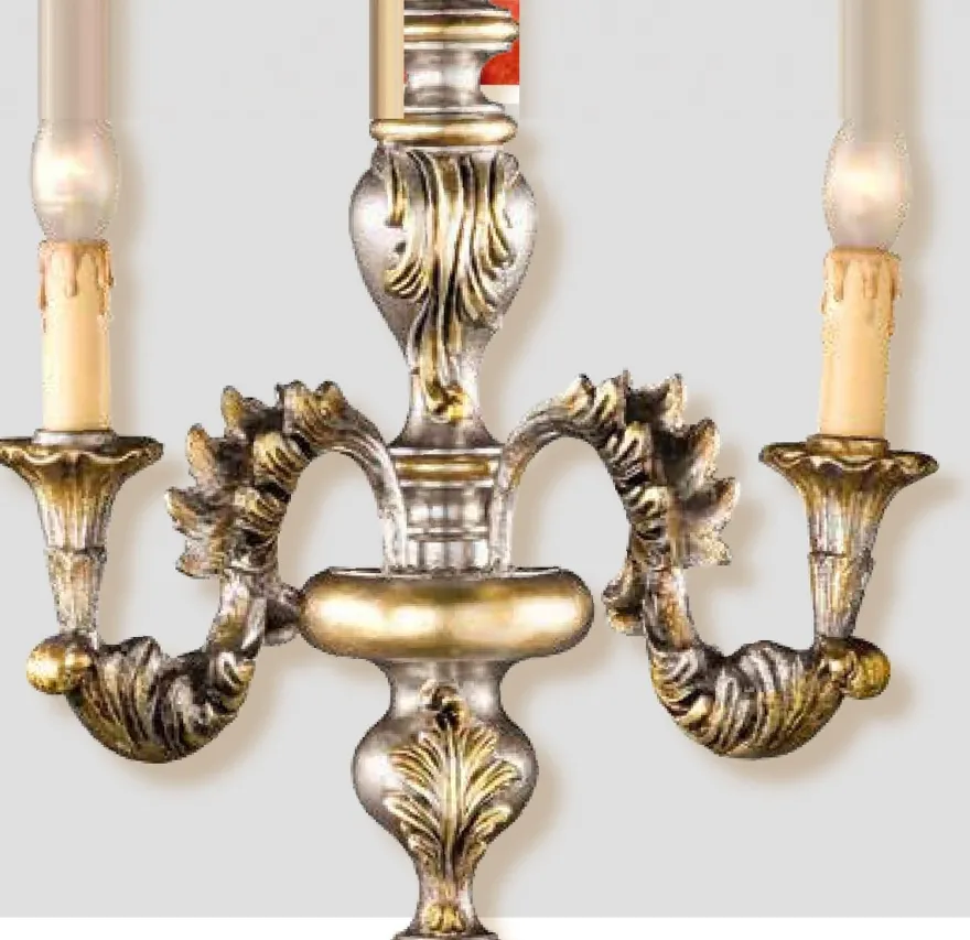 Casa Padrino Barock Wandleuchte Silber Gold B. 38 x T. 45 cm 2-flammig - Handgefertigte Leuchte aus Italien - Barock Leuchten