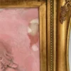 Casa Padrino Barock Wandrelief Rosa / Gold 44,5 x H. 55 cm - Antik Stil Wand Deko Stein Relief mit Prunk Rahmen - Deko Accessoires im Barockstil - Barock Wanddeko