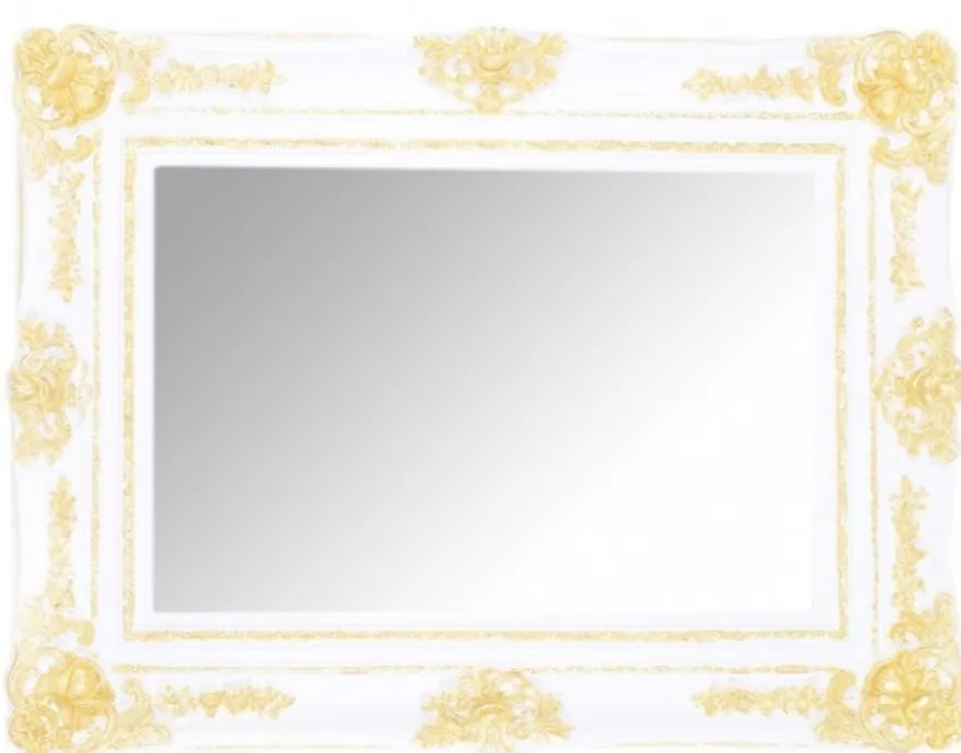 Casa Padrino Barock Wandspiegel Prunkvoller Spiegel in Weiß / Gold, Höhe 130 cm, Breite 96 cm