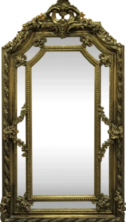 Casa Padrino Barock Wandspiegel Gold 115 x H. 215 cm - Prunkvoller Barock Spiegel mit wunderschönen Verzierungen - Möbel im Barockstil