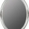 Casa Padrino Barock Wandspiegel Oval Silber Höhe 77 cm, Breite 57 cm - Edel & Prunkvoll - Vintagelook - Handgefertigt