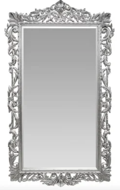 Casa Padrino Barock Wandspiegel Silber 115 x H. 202 cm - Barockstil Spiegel Antik Stil Möbel