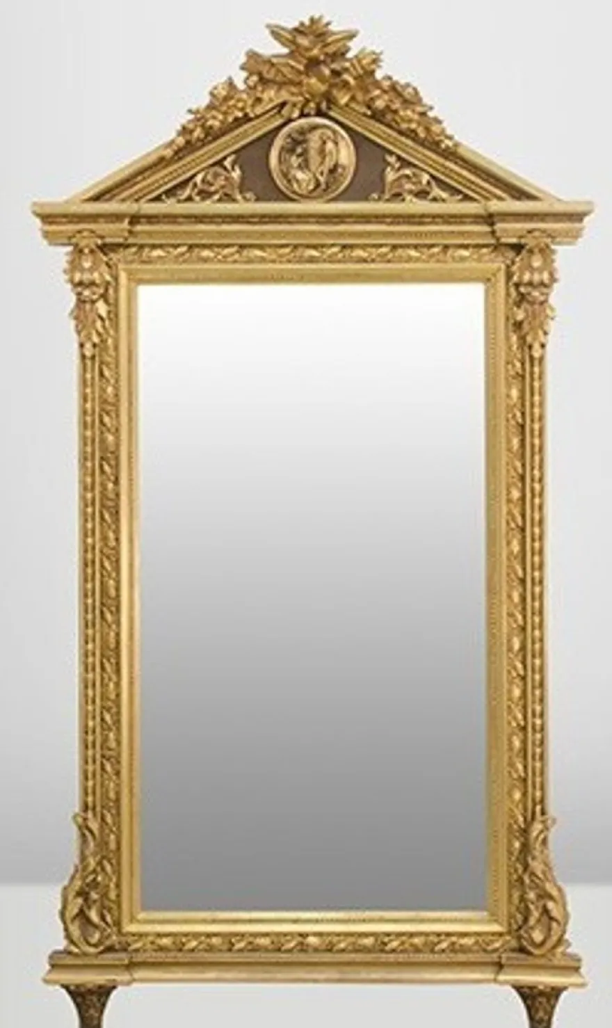 Casa Padrino Barock Wandspiegel Gold 204 x 113 cm - Antik Stil Replikat mit prunkvollem Rahmen