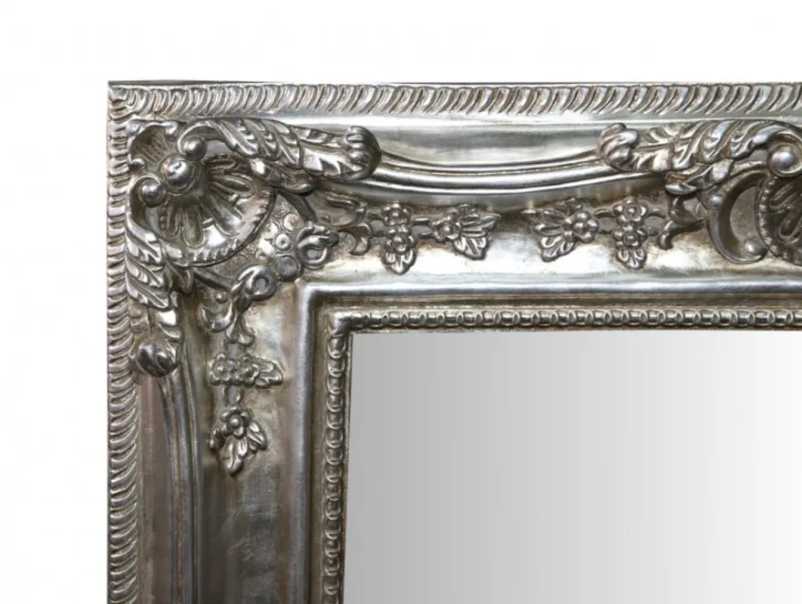 Casa Padrino Barock Wandspiegel Silber Antik-Look Höhe 121 cm, Breite 90 cm - Edel & Prunkvoll