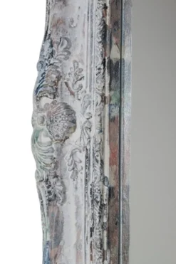 Casa Padrino Barock Wandspiegel Antik Grau Höhe 54 cm, Breite 42 cm mit Ornamenten und Holzrahmen - Handgefertigt