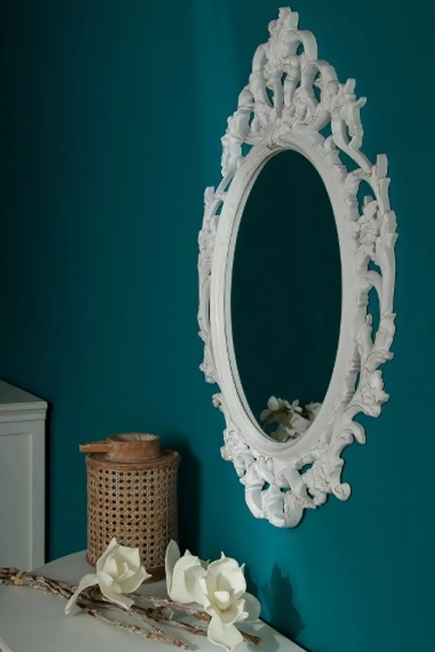 Casa Padrino Barock Wandspiegel Weiß / Gold 58 x H. 84 cm - Barockstil Spiegel