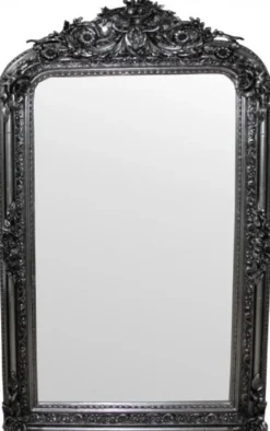 Casa Padrino Barock Wandspiegel Prunkvoll in Silber Antik-Look, Höhe 157 cm, Breite 90 cm