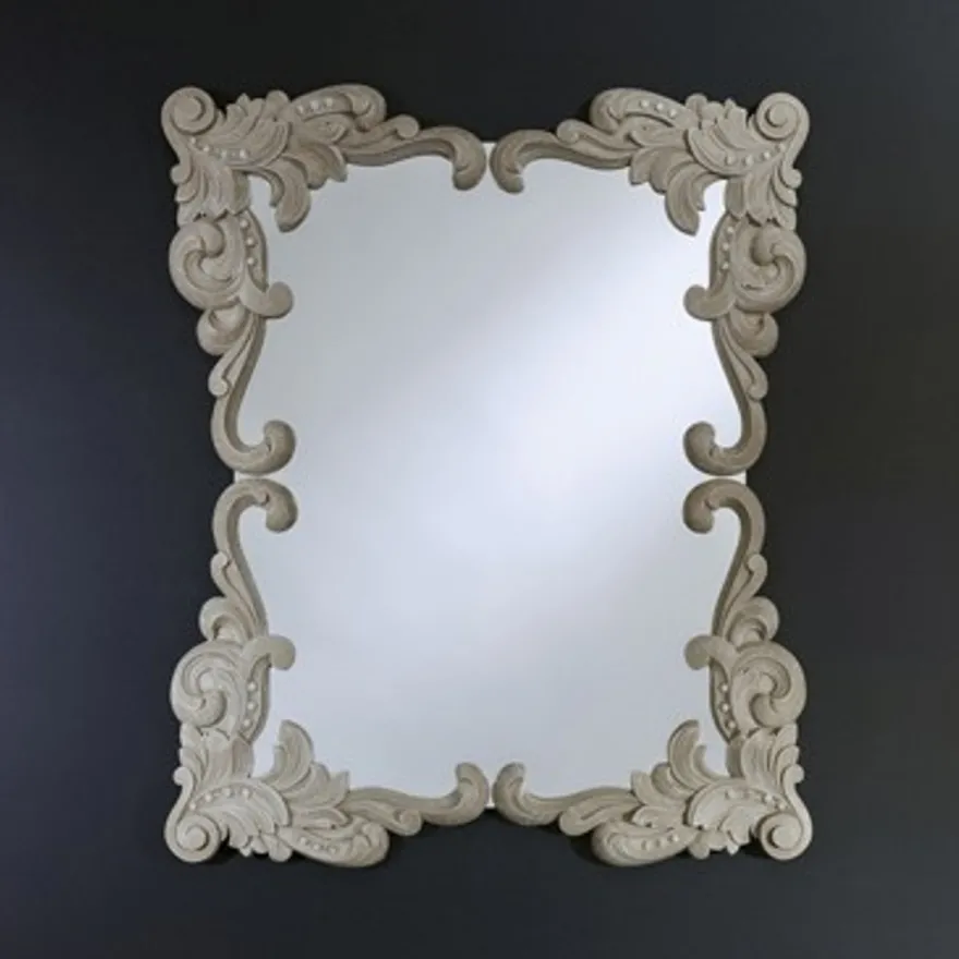 Casa Padrino Barock Wandspiegel im Antik Stil Creme 92 x 110 cm - Handgefertigter Spiegel in Antikweiß