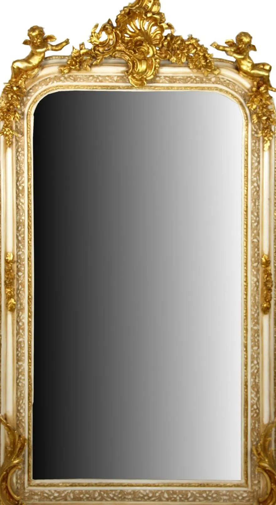 Casa Padrino Barock Wandspiegel Antik Stil Creme / Gold 85 x H. 160 cm - Prunkvoller Barock Spiegel mit wunderschönen Verzierungen