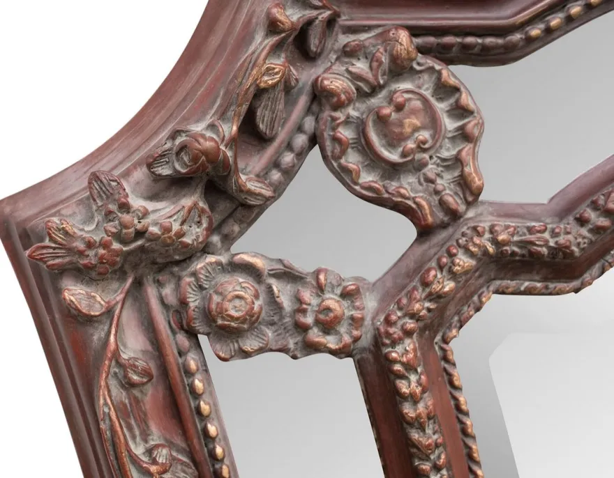 Casa Padrino Barock Wandspiegel Rotbraun 115 x H. 207 cm - Barockstil Spiegel