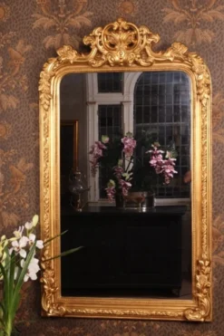 Casa Padrino Barock Wandspiegel Gold 90 x H. 158 cm - Prunkspiegel mit dekorativer Krone