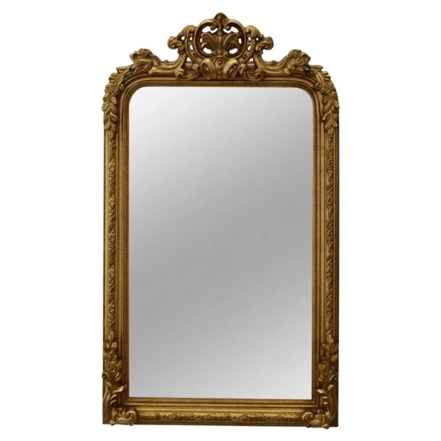 Casa Padrino Barock Wandspiegel Gold 90 x H. 158 cm - Prunkspiegel mit dekorativer Krone