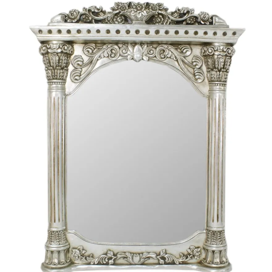 Casa Padrino Barock Wandspiegel Silber 90 x H. 115 cm - Barockstil Spiegel Antik Stil Möbel