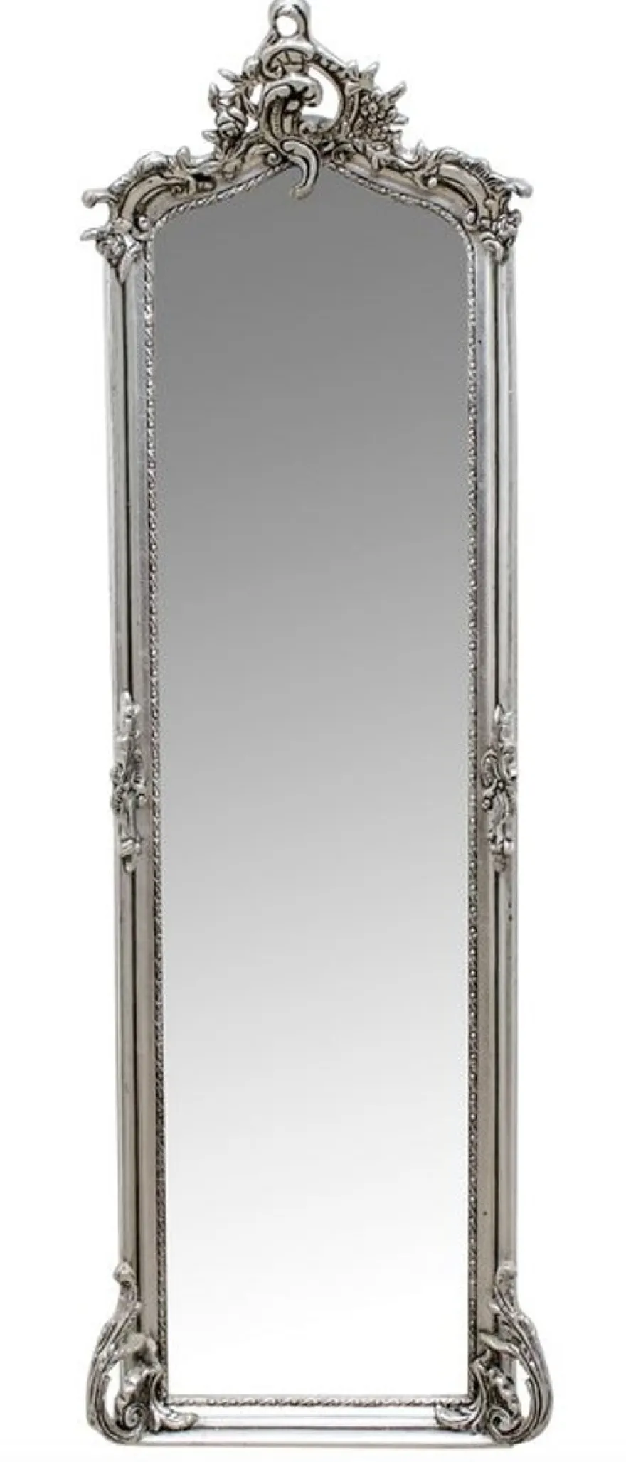 Casa Padrino Barock Wandspiegel Silber 54 x H. 172 cm - Wohnzimmer Spiegel Antik Stil Möbel
