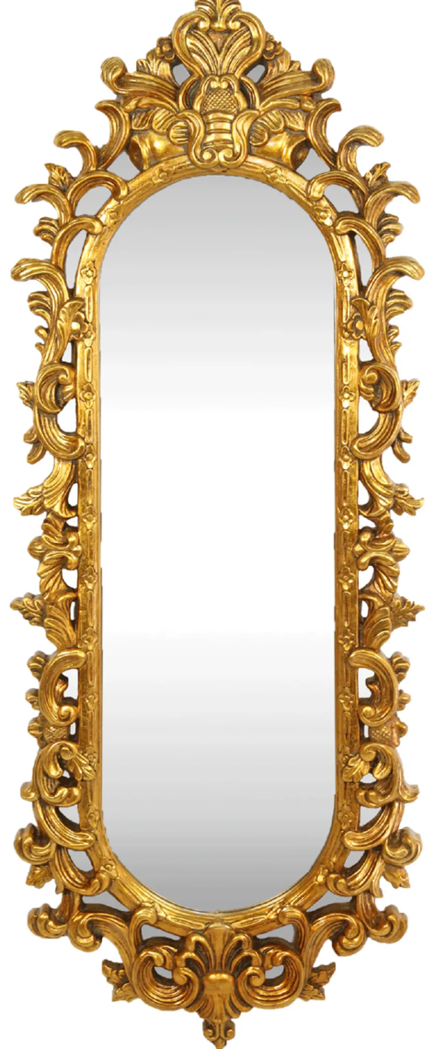 Casa Padrino Barock Wandspiegel Gold 55 x H. 125 cm - Handgefertigter Garderoben Spiegel - Edel & Prunkvoll