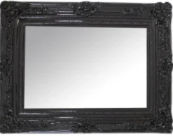 Casa Padrino Barock Wandspiegel Prunkvoller Spiegel in Schwarz 130 x 96 cm