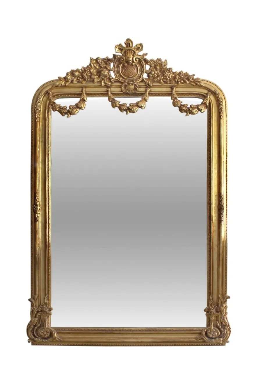 Casa Padrino Barock Wandspiegel im Antikstil - Massivholz & Polyresin, Gold, 95 x H. 165 cm