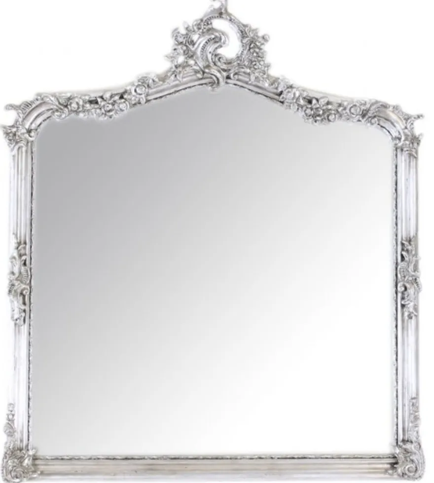 Casa Padrino Barock Wandspiegel im italienischen Antik Stil - Silber - 115 x 100 cm - Prunkvolles Design