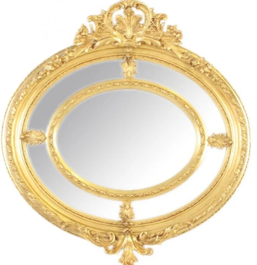 Casa Padrino Barock Wandspiegel Rund Gold 130 x 130 cm - Prunkvoller Spiegel im Antik Stil
