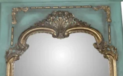 Casa Padrino Barock Wandspiegel Prunkvoller Antik Look in Petrolgrün und Gold, B 105 cm x H 192 cm