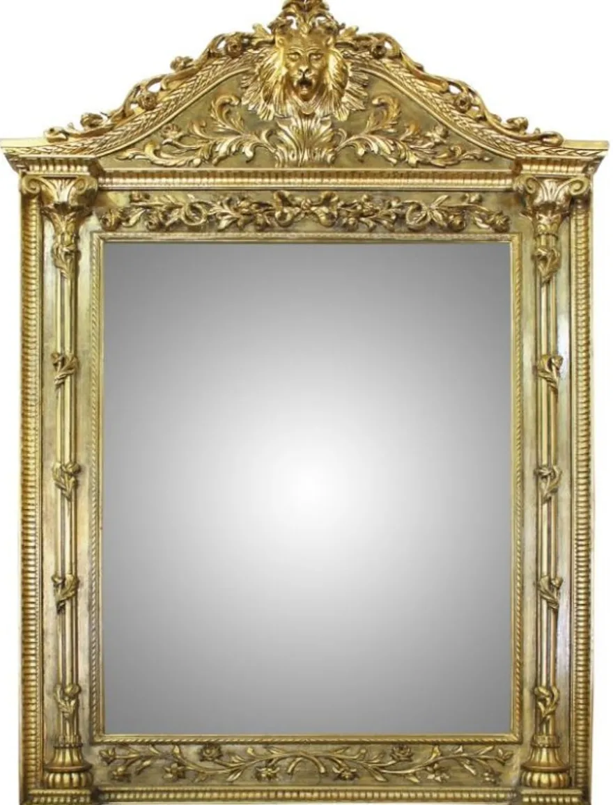 Casa Padrino Barock Wandspiegel Gold 130 x 210 cm - Prunkvoller Spiegel aus Massivholz
