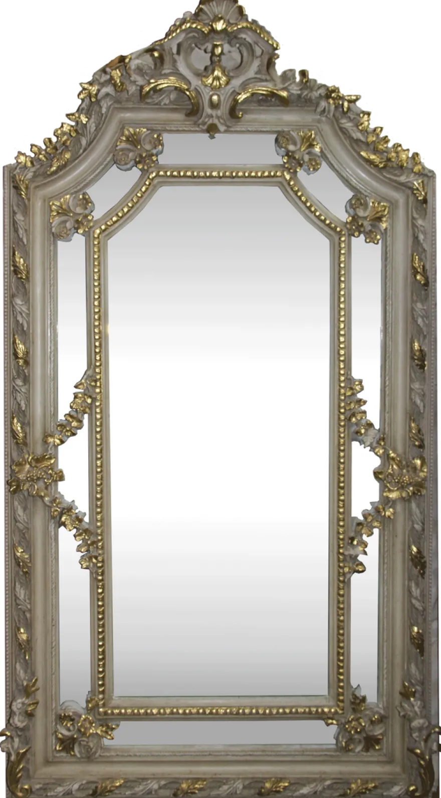 Casa Padrino Barock Wandspiegel Creme Antik Stil / Gold 115 x H. 215 cm - Prunkvoller Barock Spiegel mit wunderschönen Verzierungen - Möbel im Barockstil