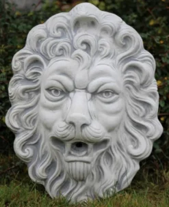 Casa Padrino Barock Wasserspeier Wandrelief Löwe 30 x 17 x H. 43 cm - Löwenkopf Stein Wasserspeier Garten Wanddeko Relief - Barock & Jugendstil Garten Deko Accessoires
