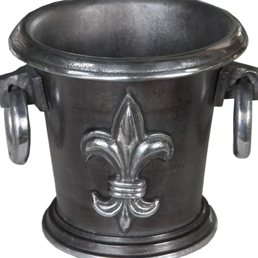 Casa Padrino Barock Weinkühler im Antik Silber Design, Höhe 19 cm, Durchmesser 22 cm, massiver Weinhalter