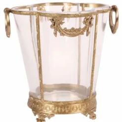 Casa Padrino Barock Weinkühler Messing H. 25 cm - Barock Champagnerkühler
