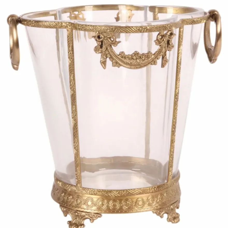 Casa Padrino Barock Weinkühler Messing H. 25 cm - Barock Champagnerkühler