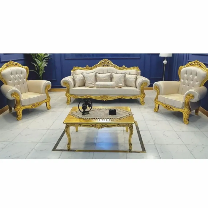 Casa Padrino Barock Wohnzimmer Möbel Set Creme / Gold - Barockstil Möbel