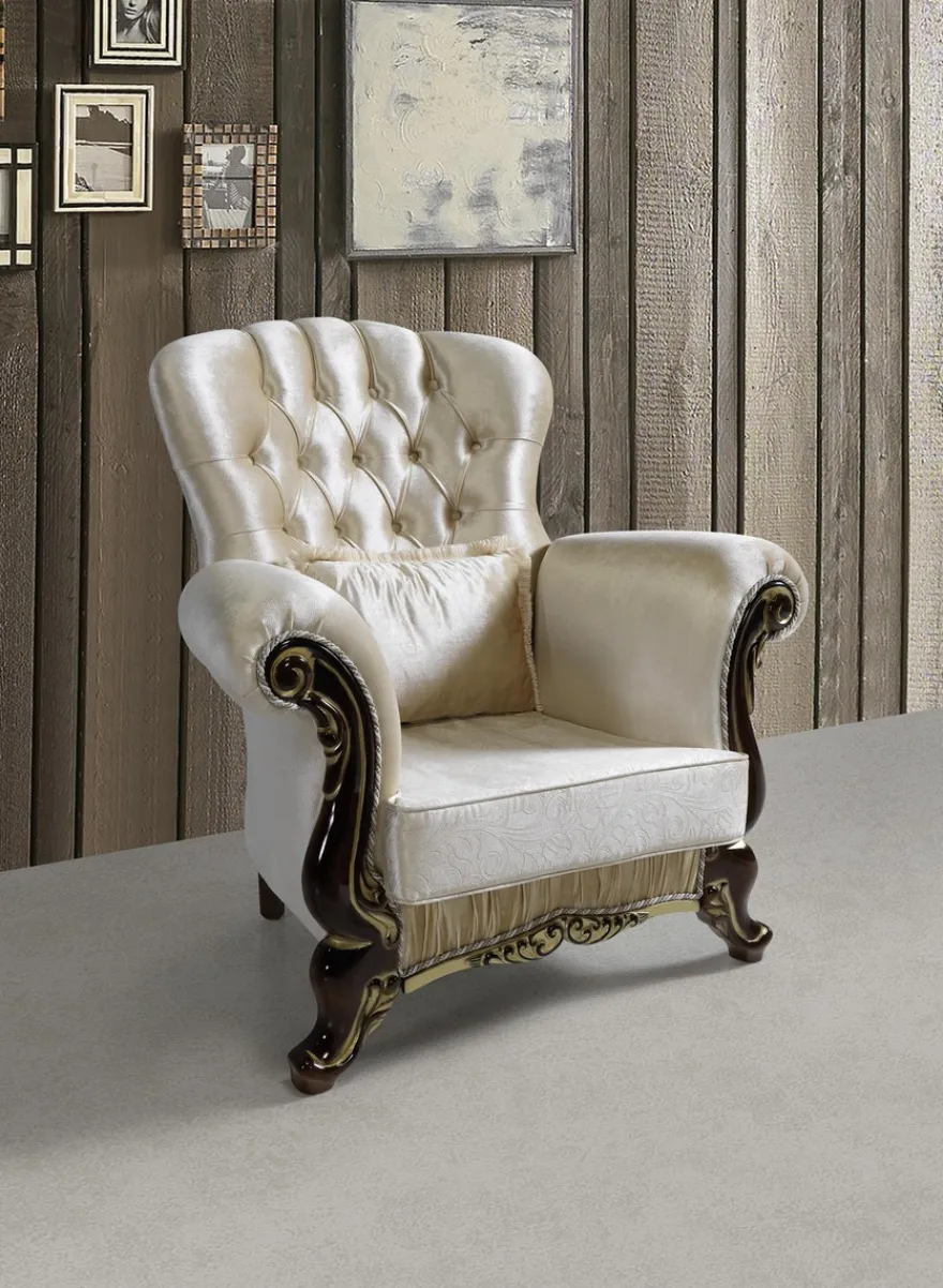 Casa Padrino Barock Wohnzimmer Set Champagnerfarben / Schwarz / Gold - 2 Sofas & 2 Sessel & 1 Couchtisch - Wohnzimmer Möbel - Edel & Prunkvoll