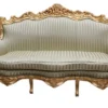 Casa Padrino Barock Wohnzimmer Set Jadegrün / Gold - 3er Sofa, 2er Sofa und Sessel - Masse: 210/182/85 cm